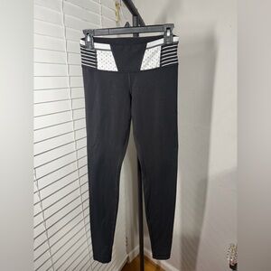 lululemon athletica Black Leggings with White Polka Dot & Stripe Waistband